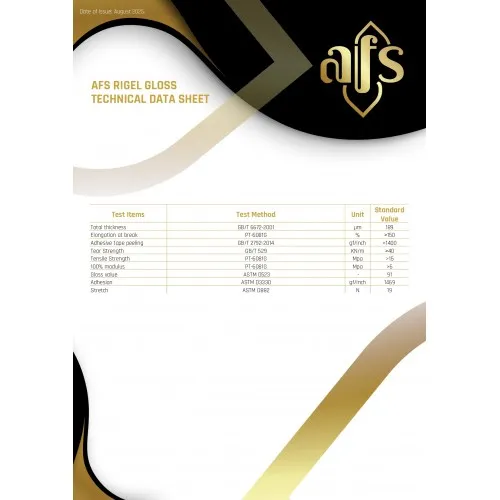 Защитно фолио AFS RIGEL Gloss, 1.52x15м, софтуерно изрязано